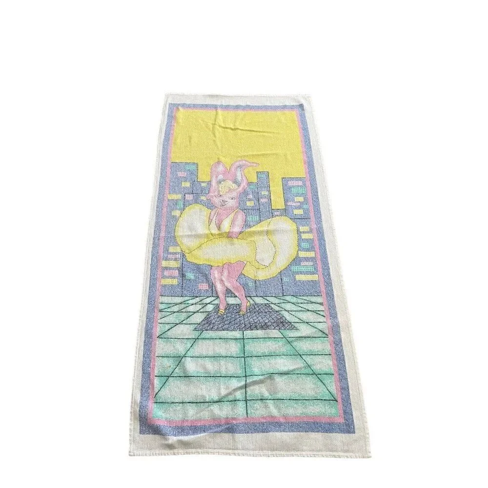 Vintage Pinup Bunny Rabbit Girl Beach Pool Bath Beach Towel Marilyn Monroe Pose